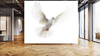 white dove flying , isolated on transparent background cutout , generative ai Wall mural