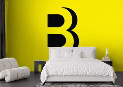 abstract letter B/BB company logo for business vector on yellow color background Wall mural