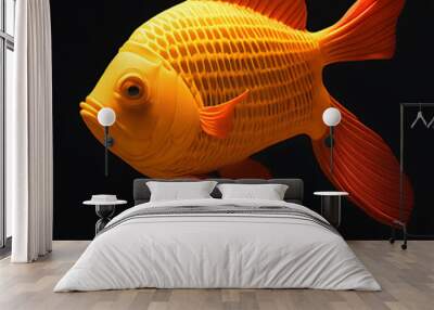 goldfish isolated on black Wall mural