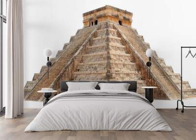 Ancient Mayan pyramid isolated on transparent background, png, cut out Wall mural