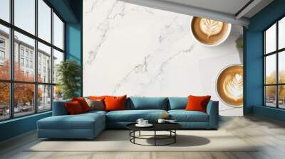 Artistic Coffee Art on Marble Backdrop Wall mural