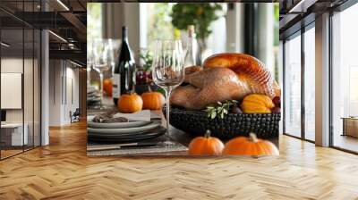 Bountiful Thanksgiving Table: A Cornucopia of Autumn Delights Wall mural