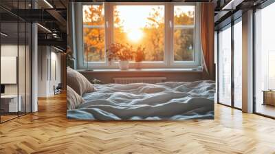 Cozy Autumn Afternoon Sunlight Streaming Through Window Wall mural