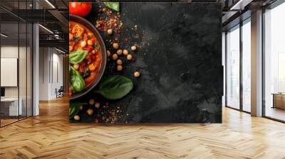 Delicious Chickpea Stew with Fresh Basil and Tomatoes Wall mural