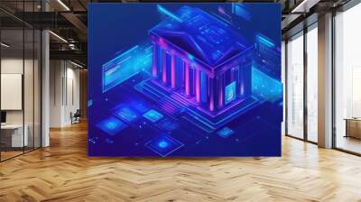 Futuristic Digital Finance and Banking Concept Wall mural