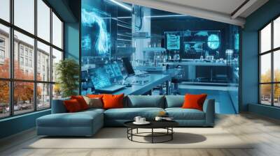 Futuristic High-Tech Laboratory with Advanced Technology Wall mural