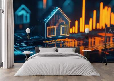 Futuristic Housing Market and Financial Data Visualization Wall mural