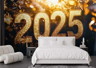 Glittering New Year 2025 Celebration Wall mural