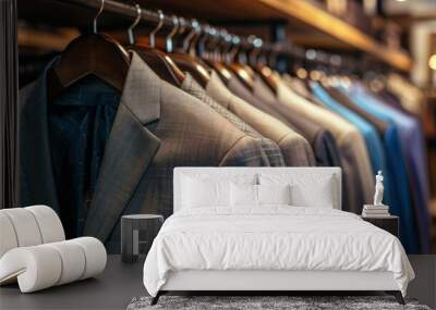 Men's suits on hangers in a store, Suits for Sale
 Wall mural