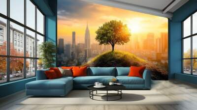 Oasis in the City: A Serene Refuge Amidst the Urban Landscape Wall mural