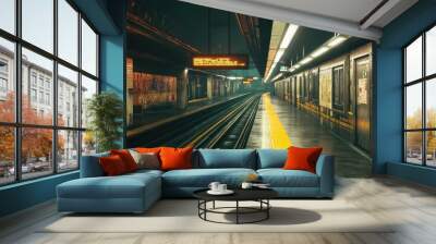 Serene Underground Metro Station in the City Wall mural