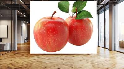 Two Red Apples with Green Leaves Wall mural