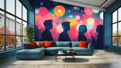 Vibrant Silhouettes: Celebrating the Joyful Moments of Life Wall mural