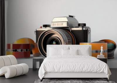 Vintage Camera and Film Reels Wall mural