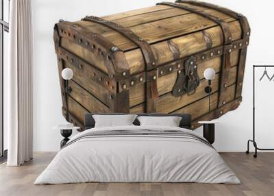 Vintage Wooden Chest with Metal Hardware Wall mural