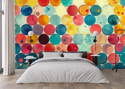 Colorful Polka Dot Pattern in Various Shades and Tones Wall mural