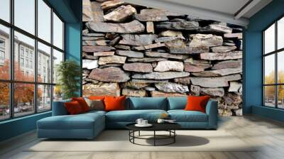 Stone background texture, Rock Stone Wallpaper, Old grunge stone wall, old brick wall, Decorative pattern of stone wall surface.  Wall mural