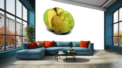 green apple cut into two parts. Isolated on white background Wall mural