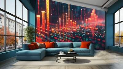 a?'imagine: Global stock market technology abstract background, dynamic light trails representing worldwide financial data flow. Wall mural