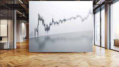 Minimalist financial chart with a gentle upward slope in stock prices, set against a clean white surface. Wall mural