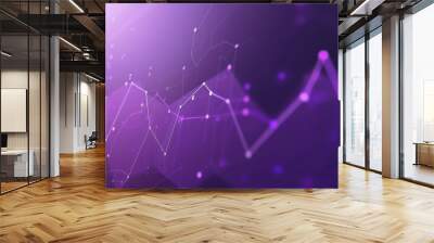 Minimalistic line graph on light lavender background, upward trend, market growth illustration, clean simplicity Wall mural