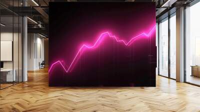 Neon magenta graph against a black backdrop, illustrating impressive business growth. Wall mural