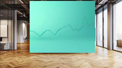 Simple line graph on light mint background, steady increase, market growth signal, elegant minimalism Wall mural