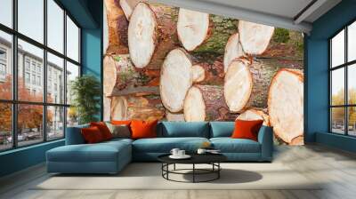 view of a stack wood Wall mural