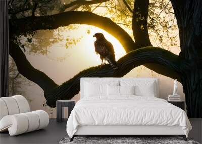 sunset in the forest Wall mural