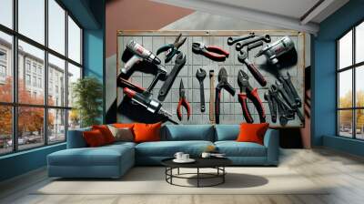 tools on wood Wall mural