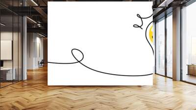 Continuous one line drawing of electric light bulb. Concept of idea emergence. Vector illustration.	 Wall mural