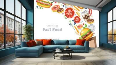 cooking collection background fast food Wall mural