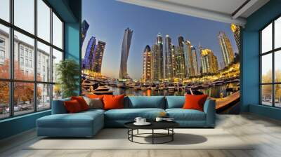 Dubai marina during twilight Wall mural