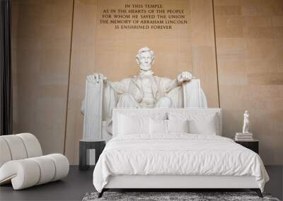 The statue of Abraham Lincoln inside Lincoln Memorial Wall mural