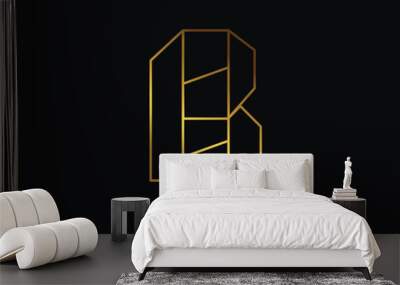 Modern Abstract B Gold Alphabet Logo, suitable for Technology, Multimedia, Photography, Marketing, Jewelry, and Other Business Wall mural