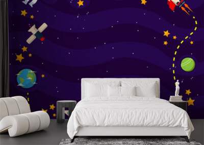 modern space theme copyspace banner template card illustration Wall mural