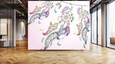 colorful illustration of dream catcher. Wall mural