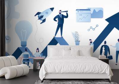 Corporate governance concept. Business leadership, managing skills, leadership training plan and success achievement. Wall mural