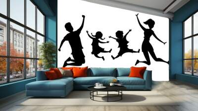 Jumping family silhouette Wall mural