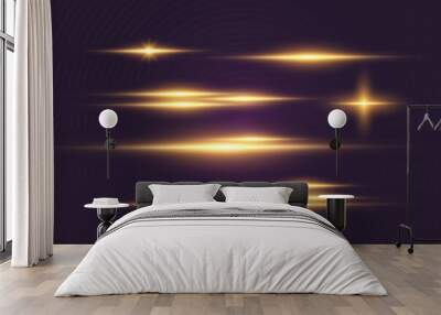 Special lens flash, light effect. The flash flashes rays and searchlight. illust.White glowing light. Beautiful star Light from the rays. The sun is backlit. Bright beautiful star. Sunlight. Wall mural