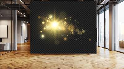 	
Special lens flash, light effect. The flash flashes rays and searchlight. illust.White glowing light. Beautiful star Light from the rays. The sun is backlit. Bright beautiful star. Sunlight.	
 Wall mural