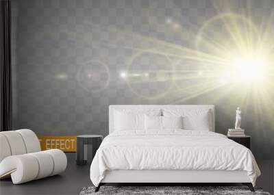 special lens flash, light effect. the flash flashes rays and searchlight. illust.white glowing light Wall mural