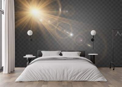 special lens flash, light effect. the flash flashes rays and searchlight. illust.white glowing light Wall mural