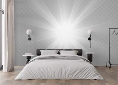 special lens flash, light effect. the flash flashes rays and searchlight. illust.white glowing light Wall mural