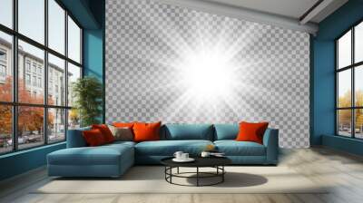 special lens flash, light effect. the flash flashes rays and searchlight. illust.white glowing light Wall mural