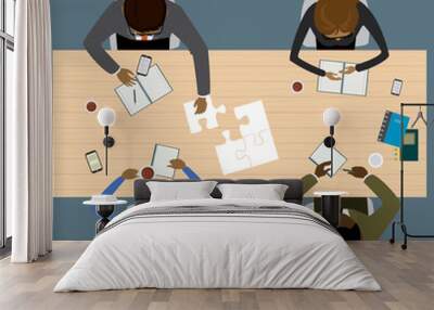 Teamwork, brainstorming, startup. Flat vector illustration Wall mural