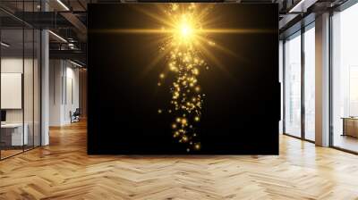 Vector Gold Sparkles, magic, bright light effect on a transparent background. Gold dust. Wall mural