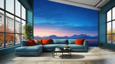 Twilight sky with shades of indigo and orange, silhouetting distant mountains, sky, evening tranquility Wall mural