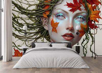 autumn portrait of a woman Wall mural