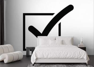 check symbol with box and circle -vector illustration  Wall mural